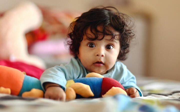 Child resting in bed while unwell