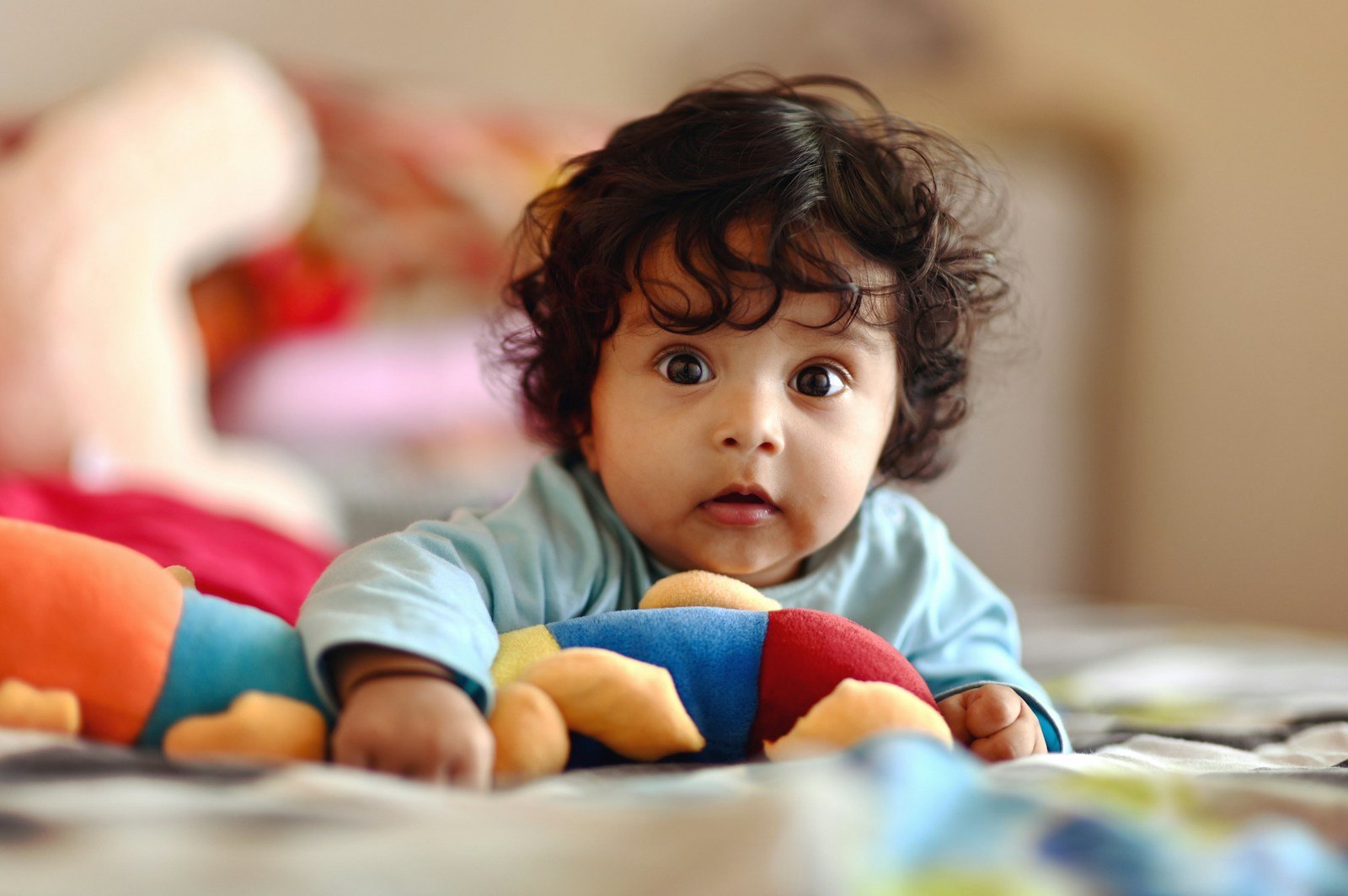 Child resting in bed while unwell